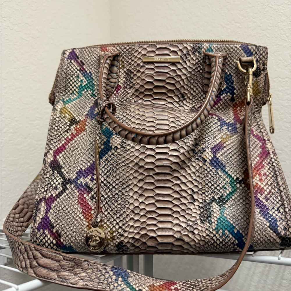 Elegant Multicolor Snake Print Shoulder Bag